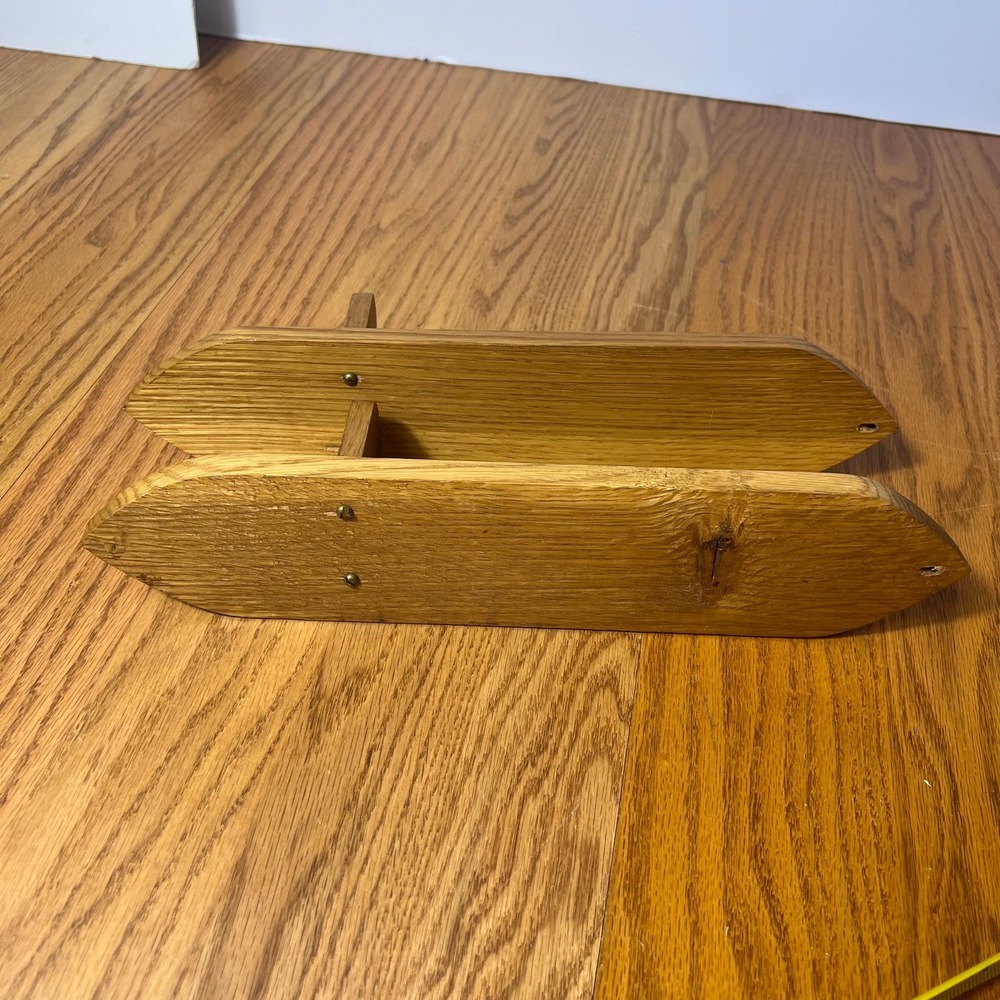 Vintage Oak Wall Display Shelves Pair Mini Floating Display Rustic Farmhouse - Picture 8 of 8